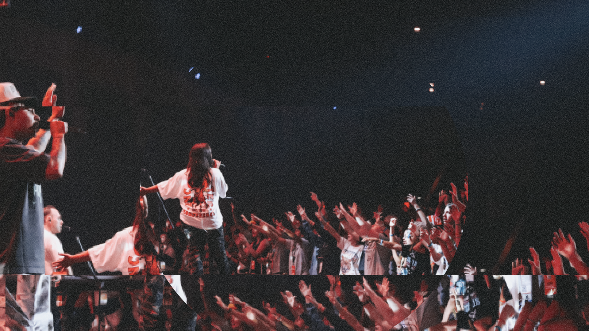 confetti falling from the ceiling during worship 